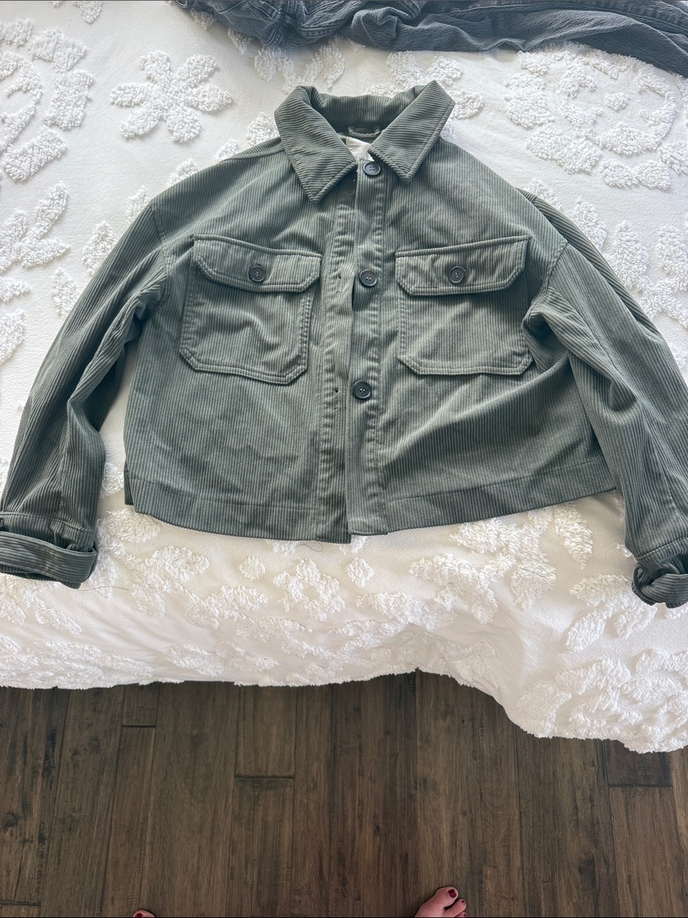 Avec Les Filles Olive Green Corduroy Utility Jacket